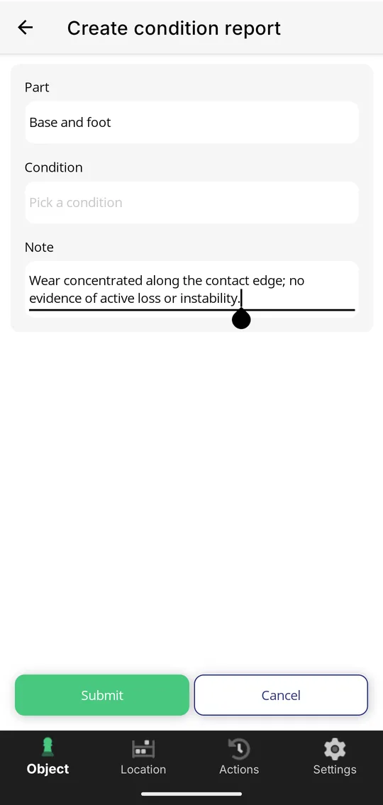 Collection Mobile, een conditierapport maken